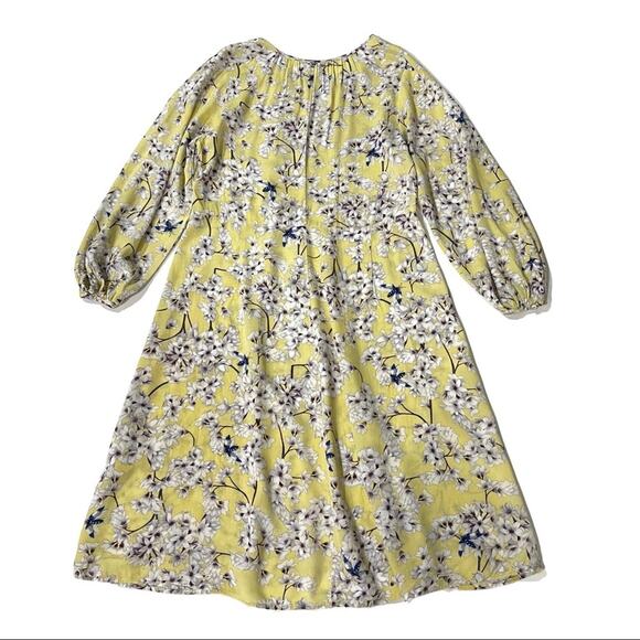 ANNA GLOVER x H&M Yellow Floral Print Midi Dress Size 4 Long Sleeve - Picture 5 of 9